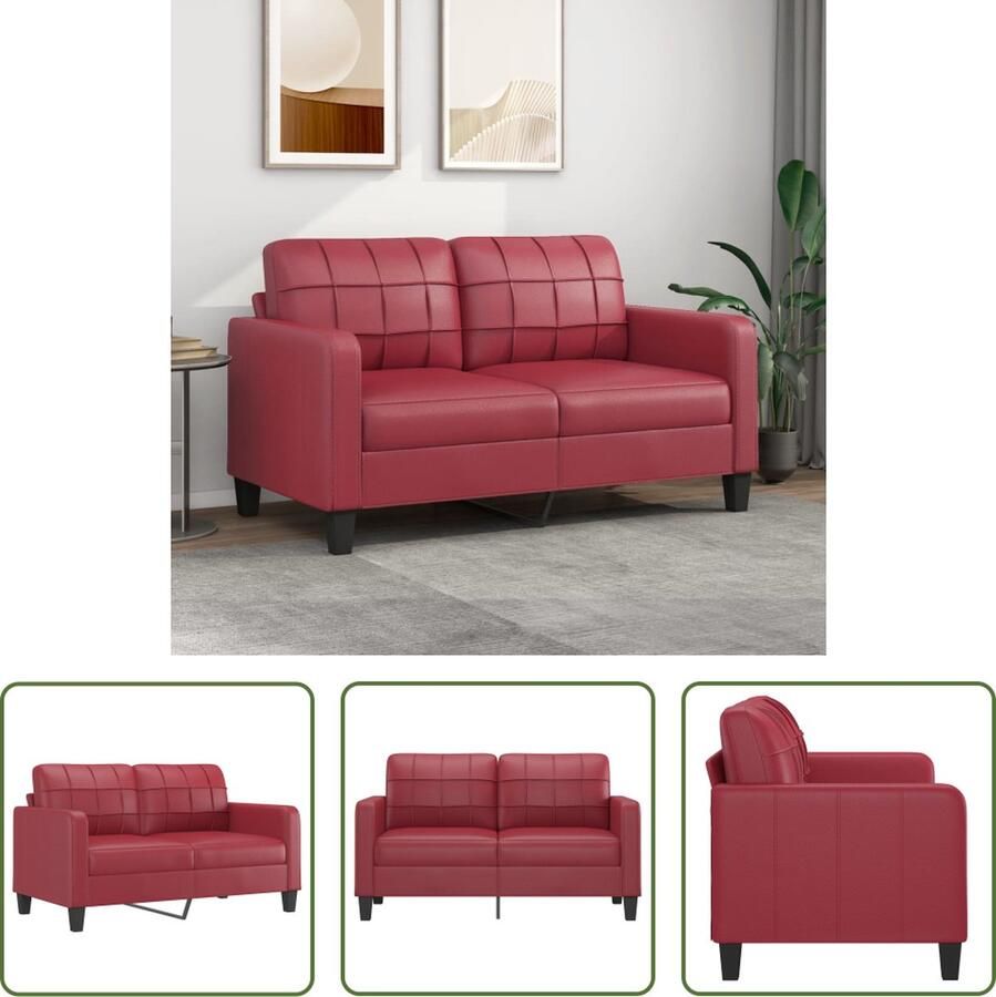The Living Store 2-zitsbank Kunstleer 158 x 77 x 80 cm Wijnrood Tweezitsbank Kunstleder Sofa Rode Bank Lounge Meubilaar Living Room Furniture