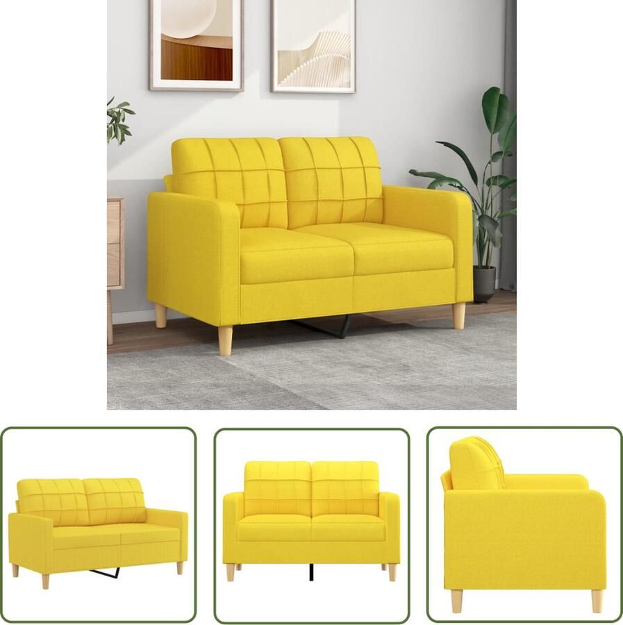The Living Store 2-zitsbank Lichtgeel 138 x 77 x 80 cm Duurzame stof Tweezitsbank Sofa Banks Kopen Lounge Meubels Geel Sofa