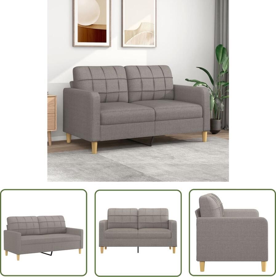 The Living Store 2-zitsbank Taupe Stof 158 x 77 x 80 cm Duurzame stof Tweezitsbank Banks Kopen Lounge Meubels Stoffen Bank Taupe Bank - Foto 2