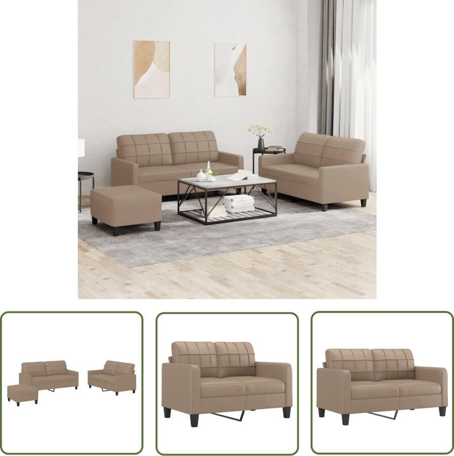 The Living Store Loungeset Cappuccino Kunstleer 2-zitsbank (kort) 138 x 77 x 80 cm Duurzaam materiaal Loungeset Tuinmeubel Buitenmeubel Bruine Lounge Koffiekleurige Bank