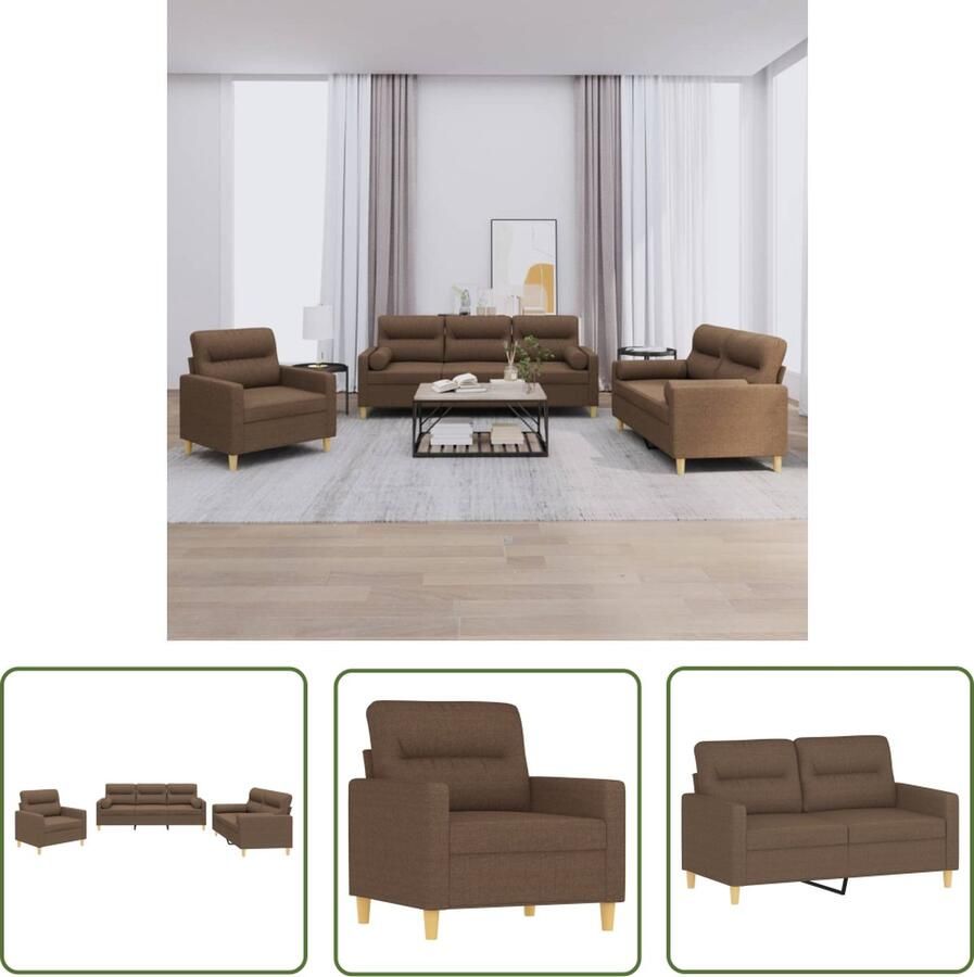The Living Store Loungeset Bruin Armstoel- 78 x 77 x 80 cm 2-zitsbank- 138 x 77 x 80 cm 3-zitsbank- 198 x 77 x 80 cm