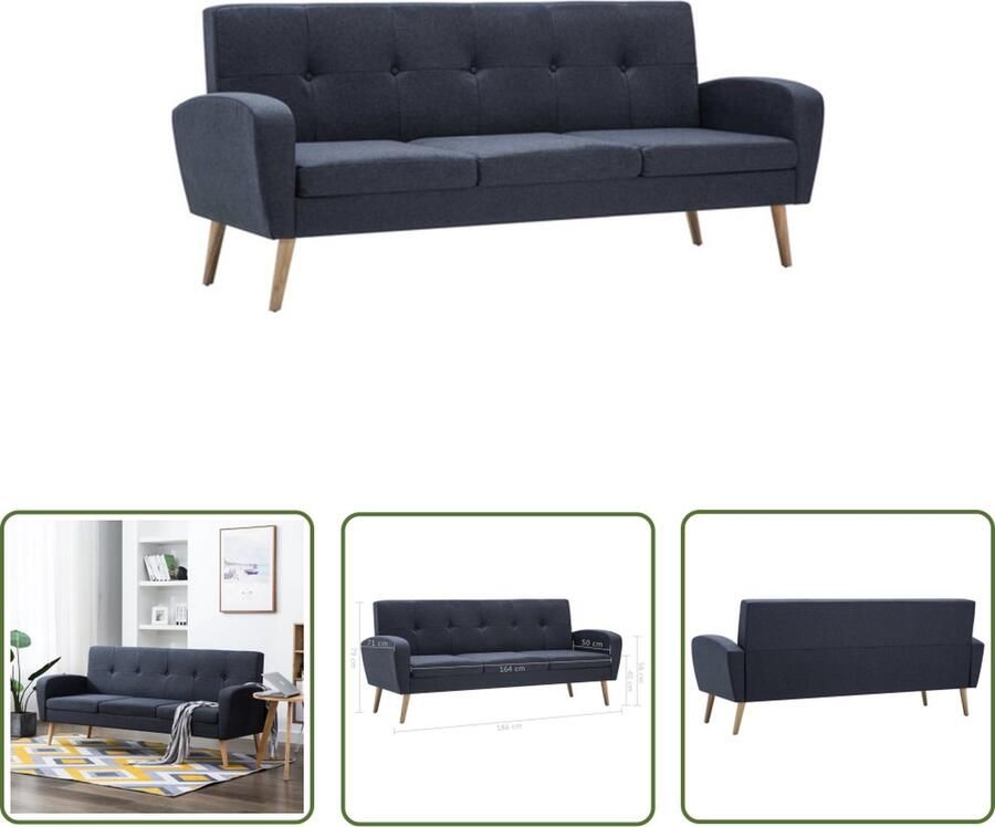 The Living Store 3-zitsbank donkergrijs 186 x 71 x 79 cm met zitkussens - Foto 2