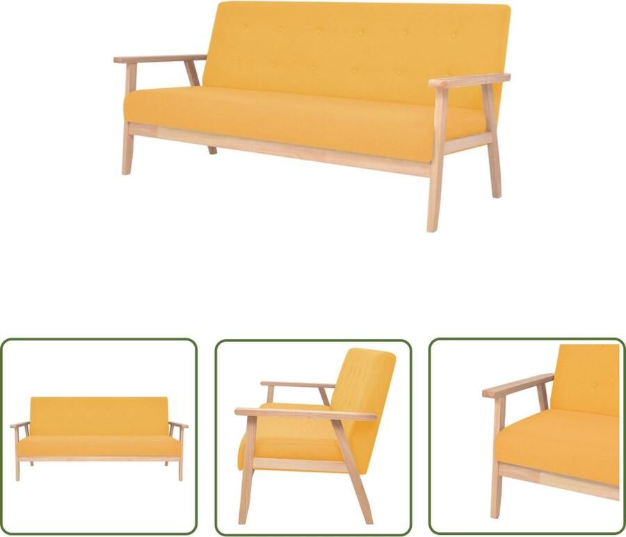 The Living Store 3-zitsbank geel 158 x 67 x 73.5 cm polyester stof 3-zitsbank Gele Bank Banks Kopen Salon Meubilair Living Room Furniture - Foto 3