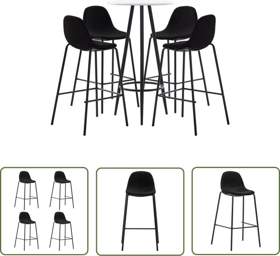The Living Store Barset Moderne Bartafel wit 60x107.5 cm 4x Zwarte barstoelen 51x49x99 cm Moderne Barset Bartafel Barstoelen Eetkamermeubel Salon Meubilair