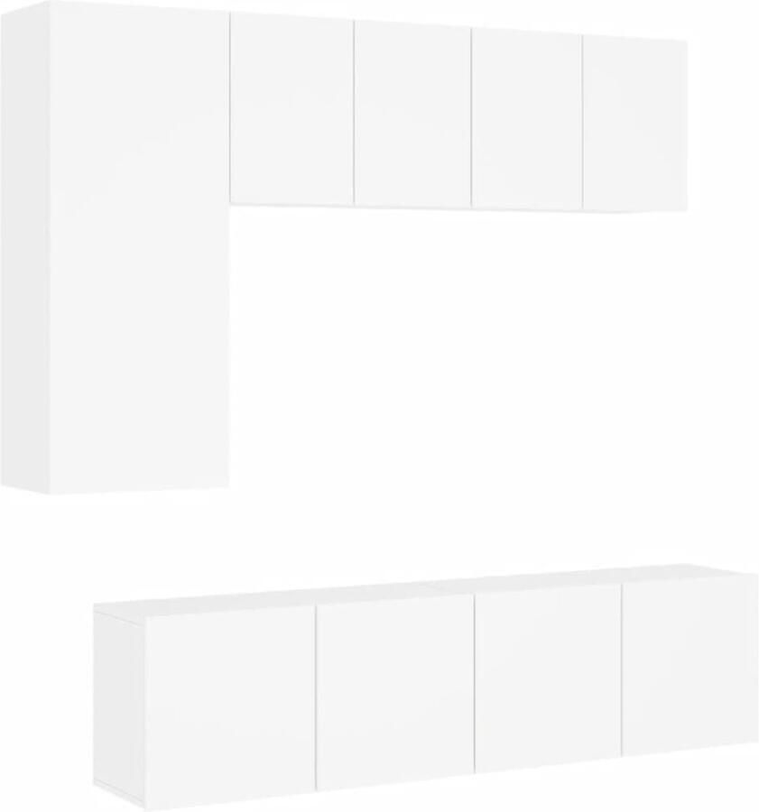 VidaXL Tv-meubel Tv-kast 5-delige Tv-meubelset bewerkt hout wit Wandmontage Houten Tv-standaard Opbergruimte - Foto 2