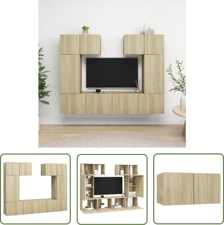 The Living Store TV-meubelset Sonoma eiken 60x30x30 cm 30.5x30x60 cm 80x30x30 cm TV Kast Salontafel Wandplank Houten Tv Stand Tv Meubelset - Foto 2