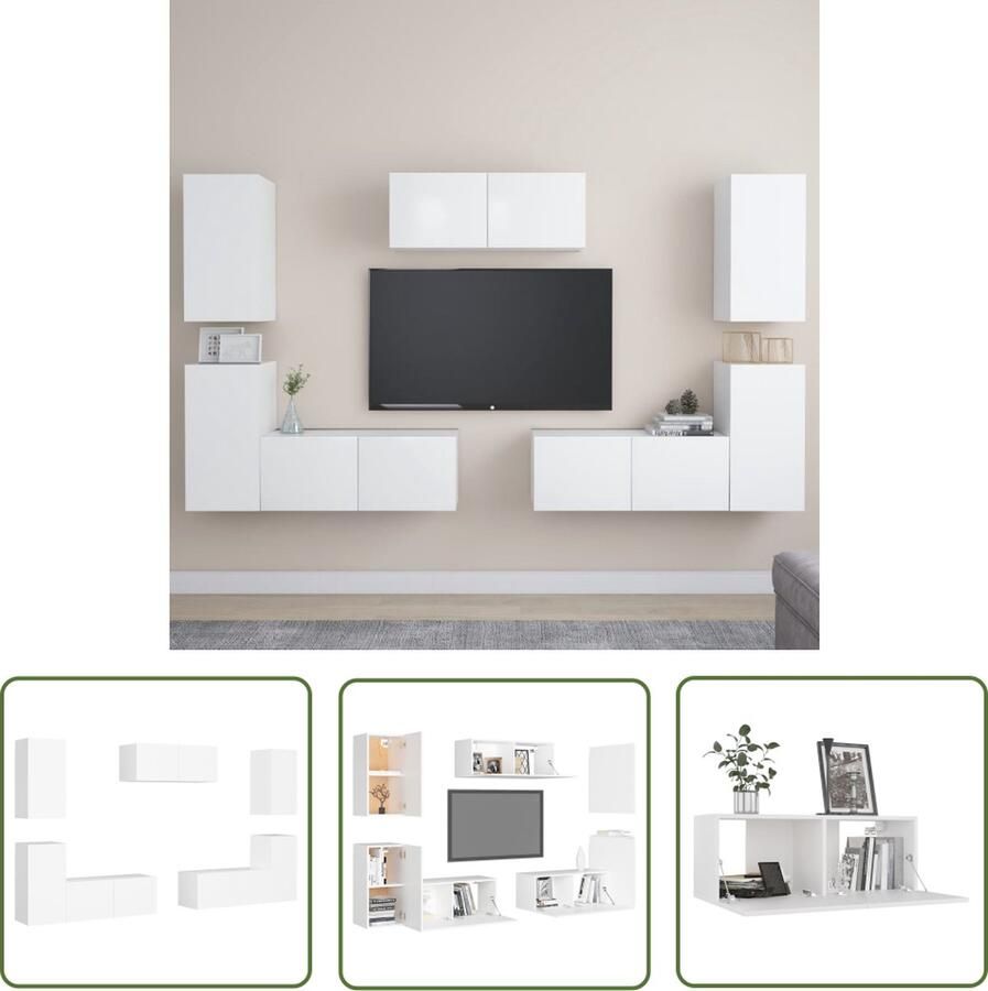The Living Store Televisiekast Trendy Design Meerdere Vakken Eenvoudig te Onderhouden Wit Spaanplaat 80 x 30 x 30 cm (L) 30.5 x 30 x 60 cm (M) Montage Vereist 3 x tv-meubel (L) 4 x tv-meubel (M) - Foto 2