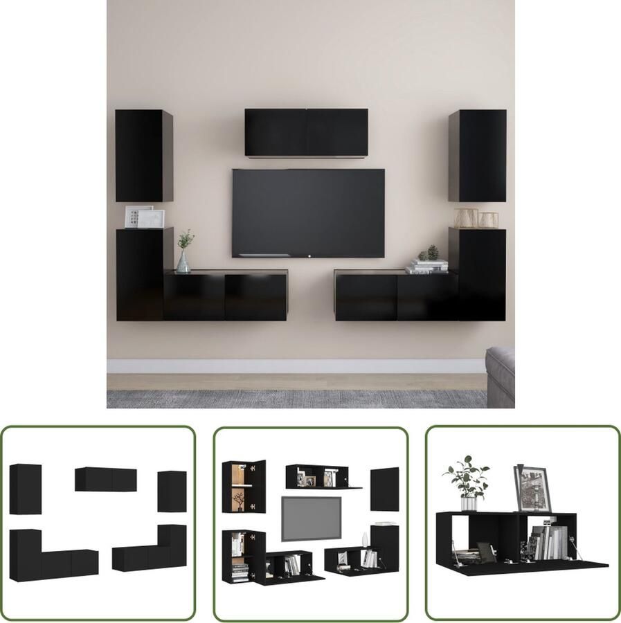 The Living Store Televisiekast TV-Meubel 80 x 30 x 30 cm Zwart Spaanplaat Tv-meubel Televisiecast Salontafel Houten Tv-stand Zwarte Tv-kast - Foto 2