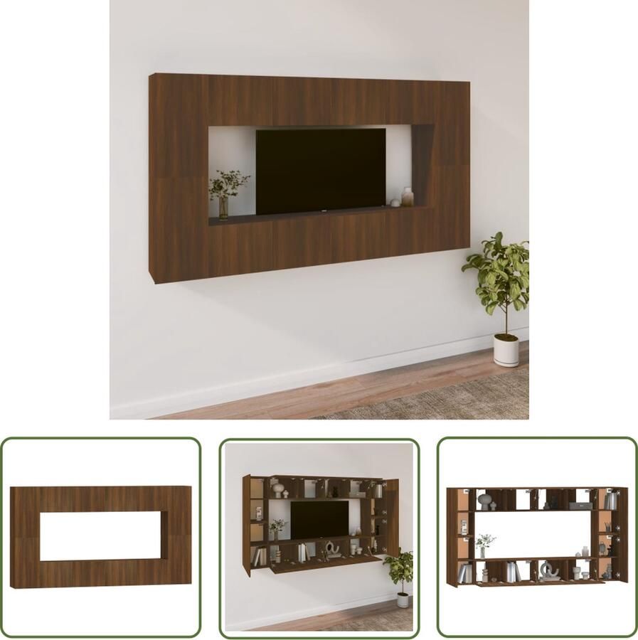 The Living Store TV-meubelset TV-meubel 4x 80x30x30cm 4x 30.5x30x60cm Bruineiken TV-meubel Houten TV-meubel Wandmontage TV-meubel Bruin TV-meubel Opbergruimte TV-meubel - Foto 2