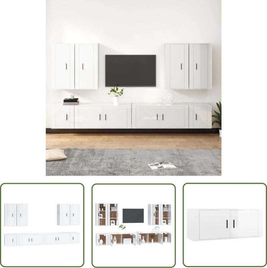 The Living Store Klassieke televisiekastenset 2x 100x34.5x40cm 2x 40x34.5x40cm 4x 40x34.5x80cm Klassieke Tv Kast Tv Meubilair Houten Tv Kast Tv Salontafel Videokast - Foto 2