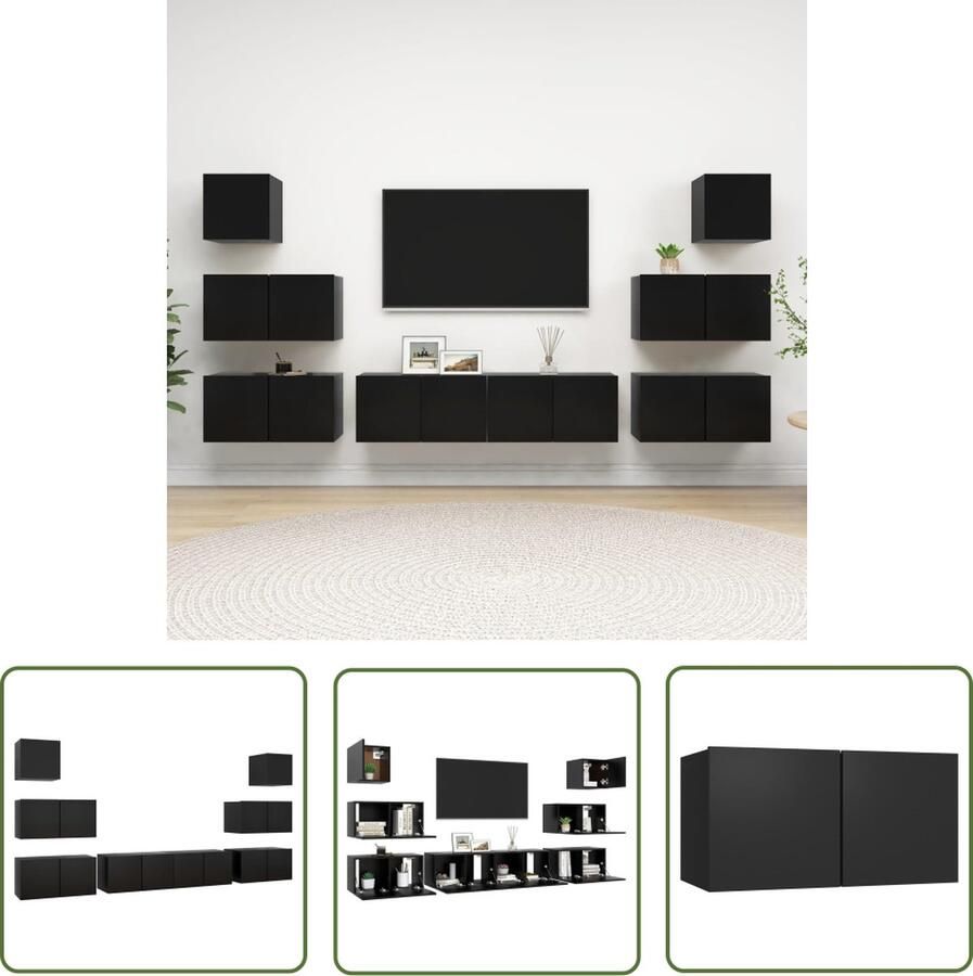 The Living Store TV Meubelset Hangende TV Kasten Spaanplaat 60 x 30 x 30 cm 2x 30.5 x 30 x 30 cm Zwart Tv Kast Tv Meubel Wandmontage Tv Unit Media Kast - Foto 2