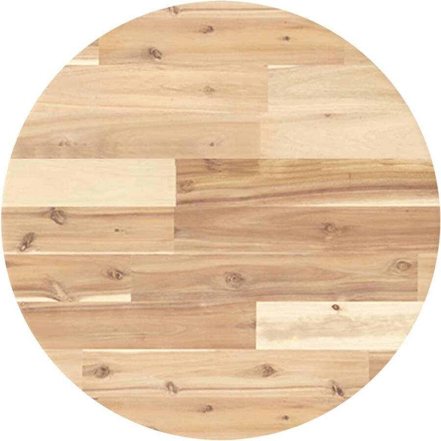 VidaXL Tafelblad Rond 50x2 cm Massief Acaciahout Bureau Blad Acacia Tafelblad Hout Ronde Tafelblad Acaciahout Onbewerkt Hout - Foto 2