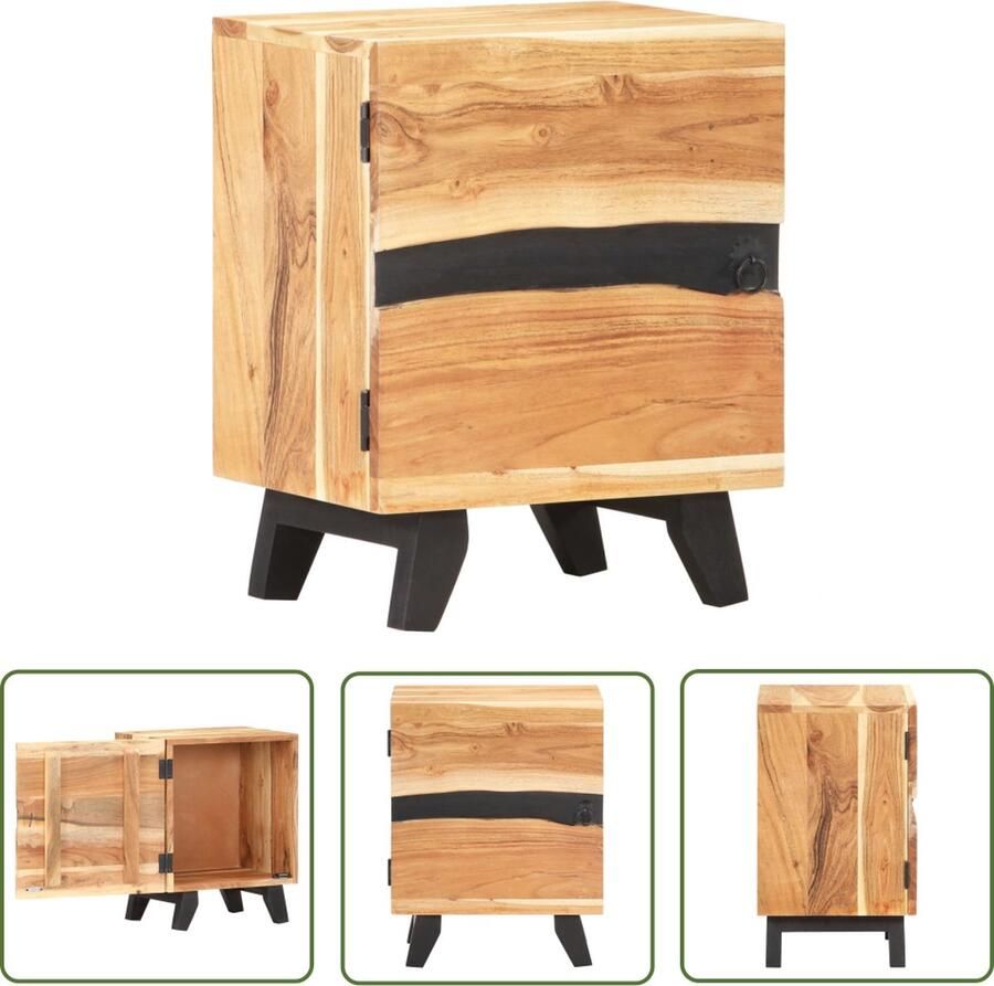 The Living Store Nachtkastje 40x30x51 cm massief acaciahout Kast - Foto 2