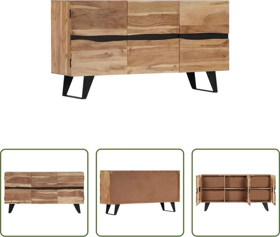 The Living Store Dressoir 150x40x79 cm massief acaciahout Dressoir Acacia Houtsoort Vintage Meubels Opbergkast Salontafel