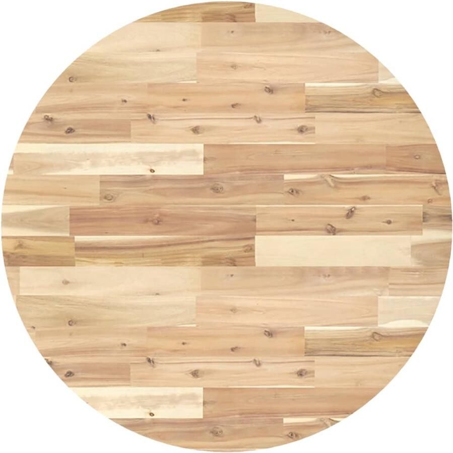 The Living Store Acaciahout Tafelblad 80 x 2 cm Rond Onbehandeld Houten Tafelblad Acacia Hout Tafelblad Rond Tafelblad Onbewerkt Eettafel Blad - Foto 2