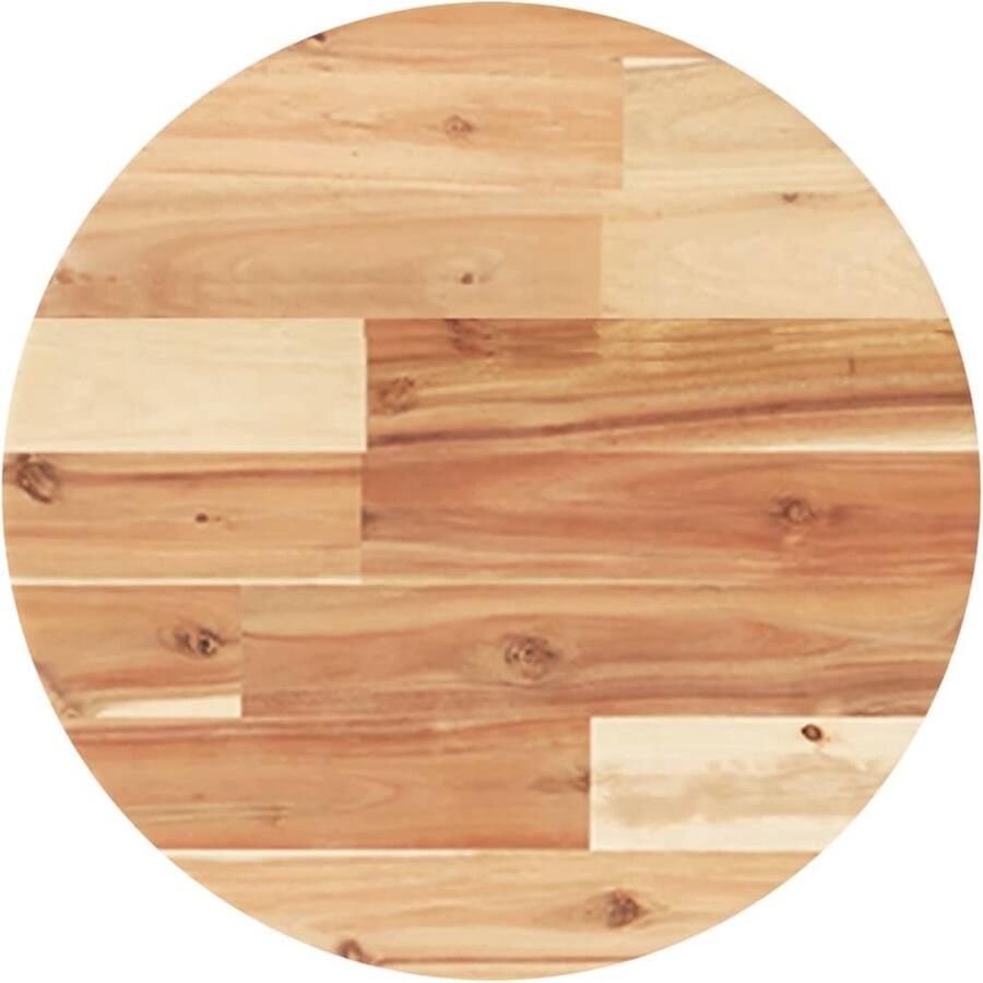 The Living Store Acaciahouten bureaublad 40 x 4 cm Rond Massief hout met natuurlijke olieafwerking Bureau Blad Acaciahout Tafelblad Ronde Tafel Vintage Tafel - Foto 2