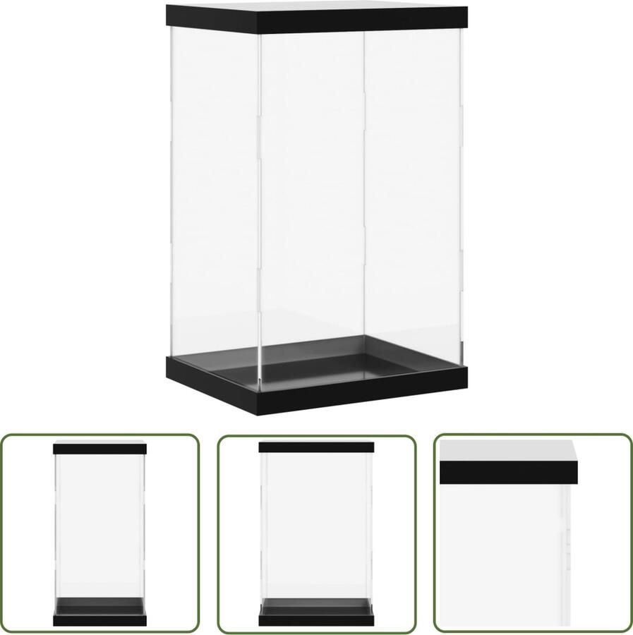 The Living Store Acryl Vitrine Zwart Multifunctioneel Duurzaam materiaal Stofdicht ontwerp Eenvoudig te monteren Acryl Vitrine Display Case Collectie Opslag Stofdichte Vitrine Multifunctionele Vitrine - Foto 2