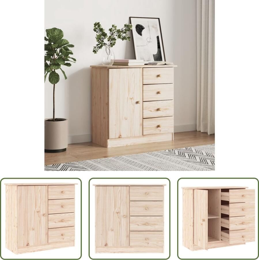 The Living Store Dressoir ALTA 77x35x73 cm massief grenenhout Dressoir Houtsoort Grenenhout Vintage Landelijk Wonen