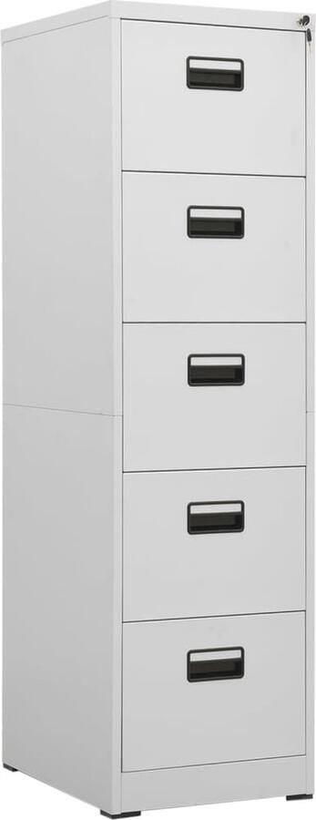 The Living Store Archiefkast 46 x 62 x 164 cm Staal Lichtgrijs 5 lades Met slot