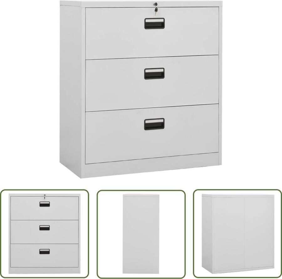 The Living Store Archiefkast Staal 90x46x103 cm 5 lades Lichtgrijs Archiefkast Metalen Kasten Staalkast Archivatie Documenten Bewaren - Foto 2