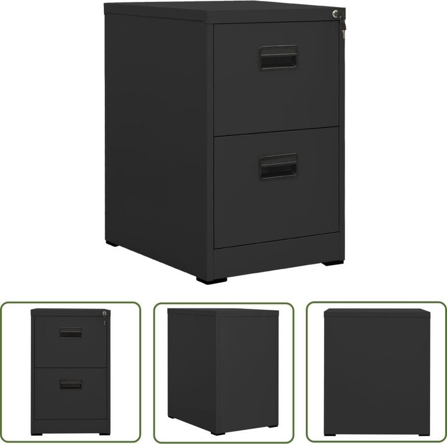 The Living Store Archiefkast Modern Antraciet 46 x 62 x 72.5 cm Met Slot Archiefkaart Archivakast Metalen Kasten Staalkasten Kantooraccessoires - Foto 2