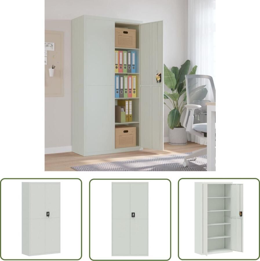 The Living Store Archiefkast naam Kantoorkast 90 x 40 x 180 cm Lichtgrijs Gepoedercoat staal Archiefkast Kantoor Kast Opslagkast Metalen Kast Staalkast - Foto 2