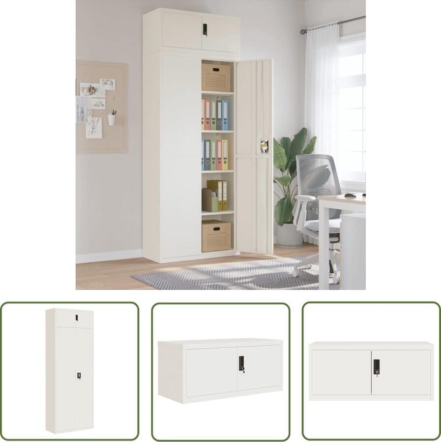 VidaXL The Living Store Archiefkast Opbergmeubel Wit 90x40x240cm Verstelbare schappen