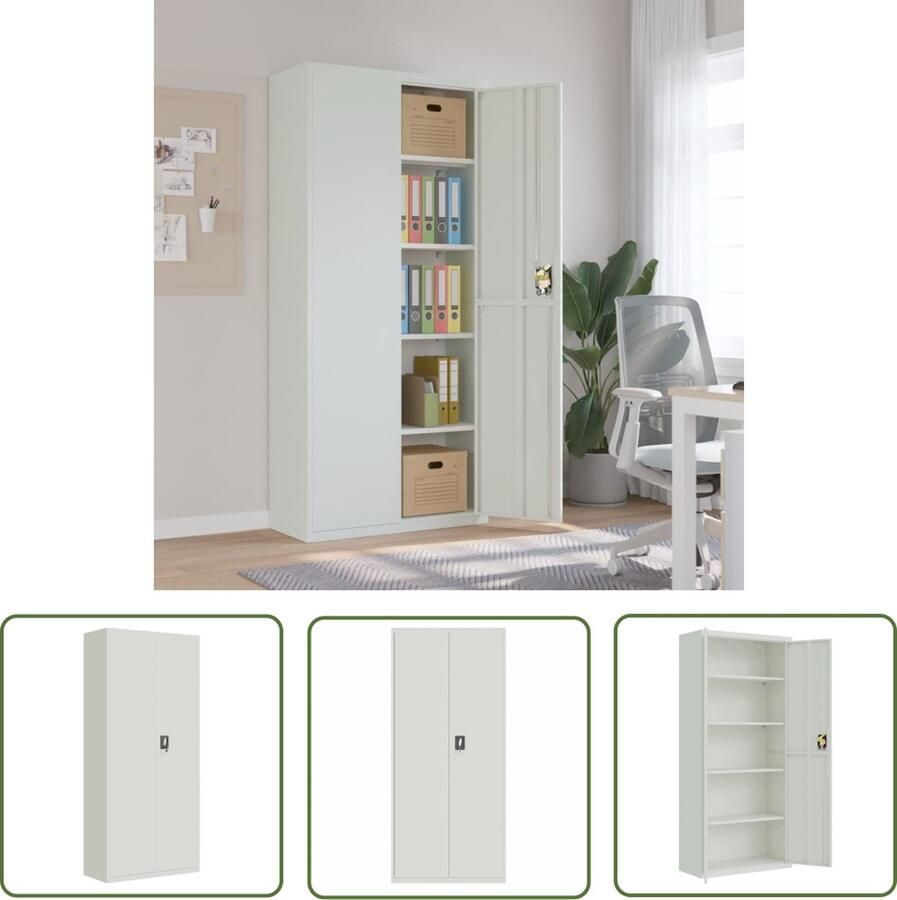 The Living Store Archiefkast Staal 90x40x200 cm Verstelbare schappen Archiefkast Metalen Kast Opslagoplossing Kantooraccessoires Boekenkast - Foto 2