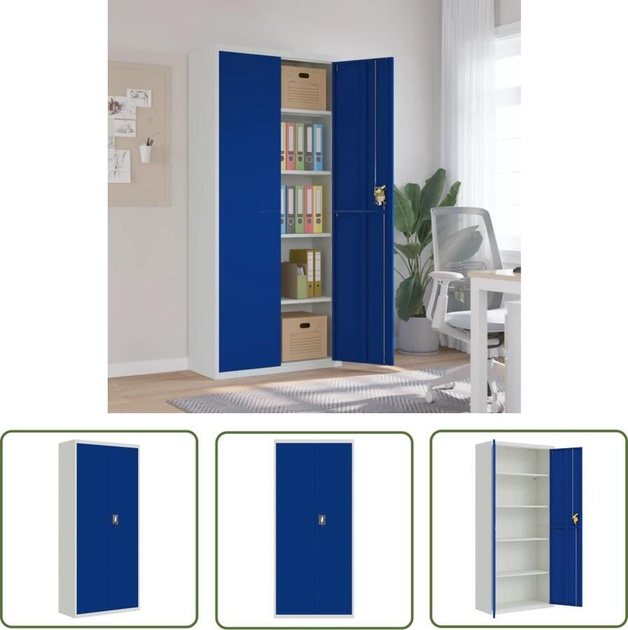 The Living Store Archiefkast Staal Extra Hoog 90 x 40 x 200 cm Verstelbare Schappen