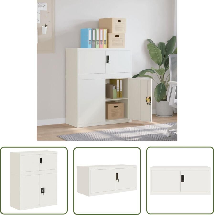VidaXL Archiefkast 90x40x110 cm staal wit Archiefkast Boekenkast Opbergkast Kantooroplossing Metalen Kast - Foto 2