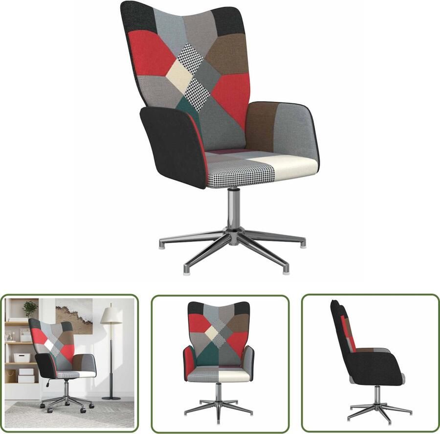 The Living Store Armstoel Patchwork Relaxstoel 62 x 68 x 98 cm Meerkleurig Relaxfauteuil Fauteuiltjes Patchwork Stoffen Comfortabel Wonen Lounge Meubels - Foto 2