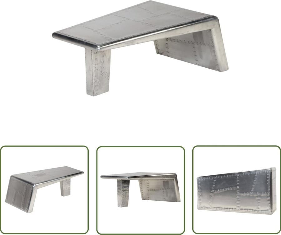 The Living Store Aviator salontafel Aluminium 95x55x35cm IndustriÃle stijl
