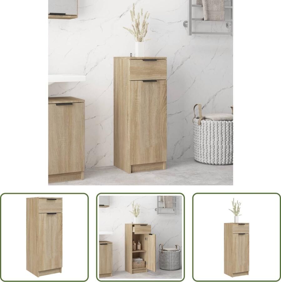 The Living Store Badkaast Sonoma Eiken 32 x 34 x 90 cm Stevig materiaal voldoende opbergruimte - Foto 2