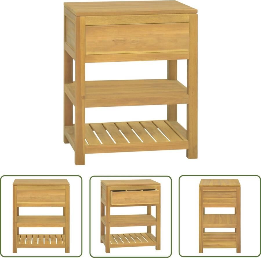 The Living Store Badkaast Teakhout 60 x 45 x 75 cm Breedte x Diepte x Hoogte - Foto 2