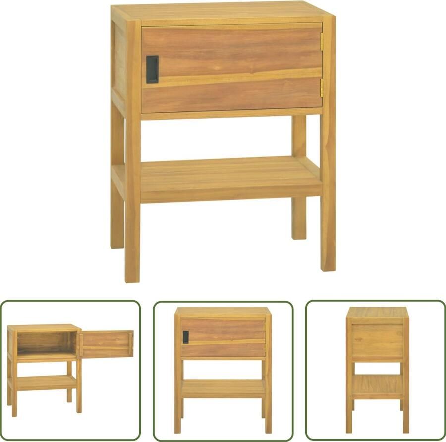 The Living Store Badkaast Teakhouten Badkaast 60x40x75cm Massief teakhout Badkamerkast Teakwood Badkamerspiegel Opslagoplossing Badkamer Badkamermeubel Vintage Badkamer - Foto 2
