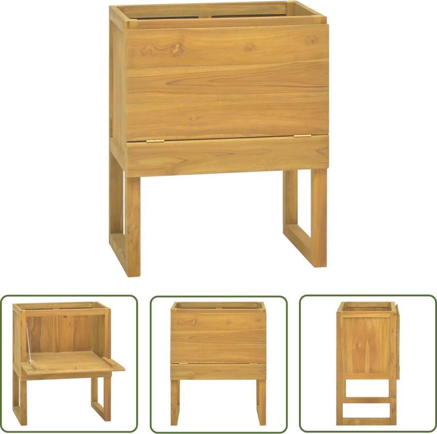 The Living Store Badkaast Massief Teakhout 60 x 45 x 75 cm Met voldoende opbergruimte Badkamerkast Teakwood Badkamerspiegel Tweedehands Badkamerkast Vintage Badkamerkast Design Badkamerkast - Foto 2