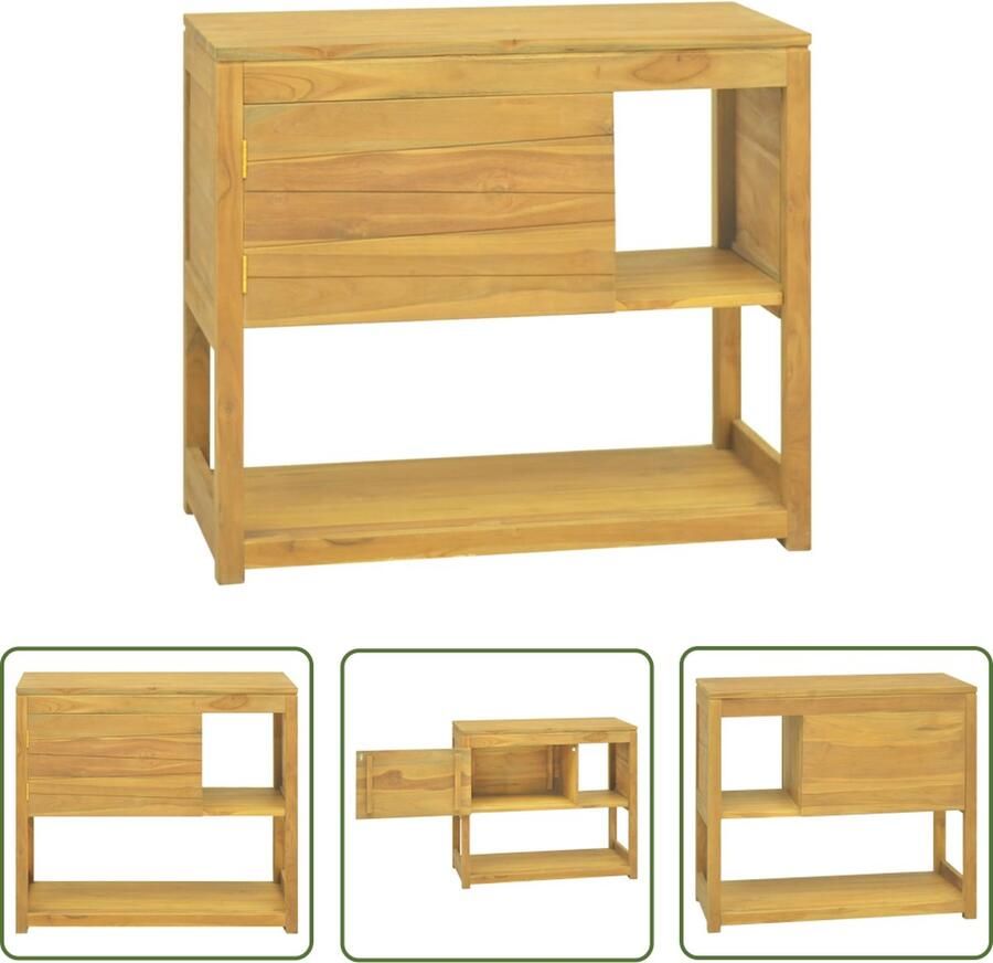 The Living Store Badkaast Teakhout 85 x 40 x 75 cm Massief Montage vereist Badkamerkast Teakwood Badkameropbergingsmogelijkheden Vintage Meubels Landelijke Badkamer - Foto 2