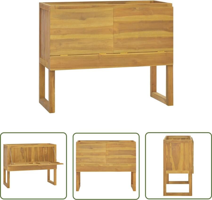 The Living Store Badkaast Teakhout 90x45x75 cm met Stabiel Frame Badkamerkast Teakwood Badkamermeubel Opslagruimte Vintage - Foto 2