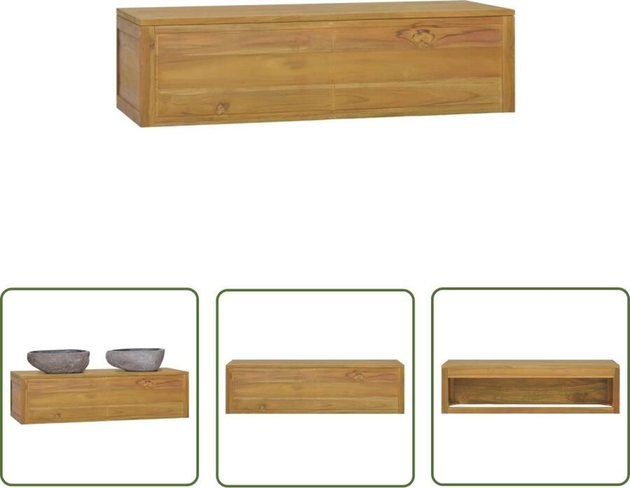 The Living Store Badkaast Massief teakhout 110 x 45 x 30 cm Trendy design Badkamerkast Teakwood Tweedehands Meubels Vintage Badkamer Badkameropslag - Foto 2