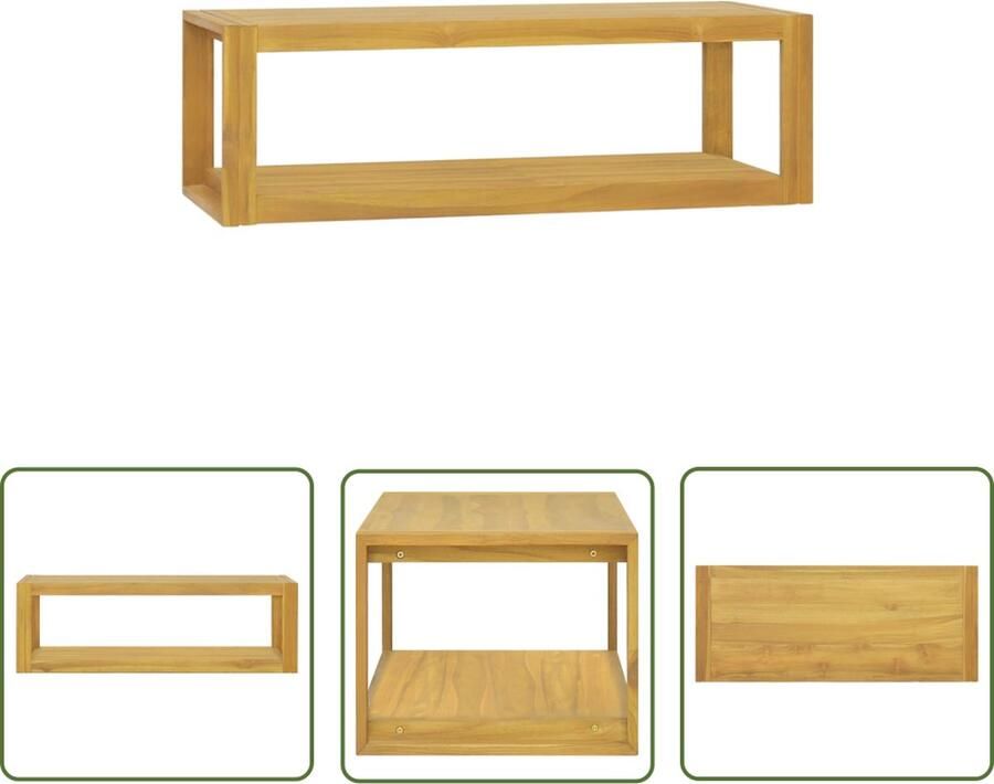 The Living Store Badkamerwandkast 110x45x35 cm massief teakhout Badkamerkast Teakwood Badkameropbergruimte Wandmontage Tweedehands Meubels - Foto 2