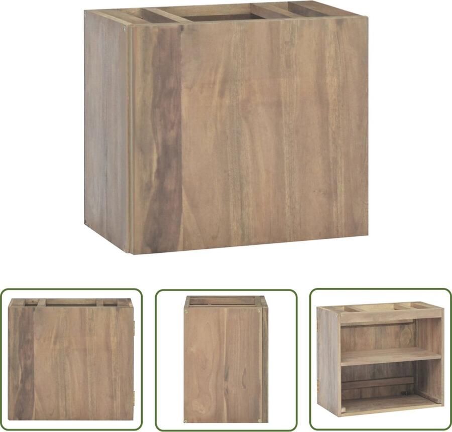 The Living Store Badkamerwandkast Massief Teakhout 45 x 30 x 40 cm Wandgemonteerde functie Badkamerkast Teakwood Badkameropbergruimte Wandmontage Vintage Meubels - Foto 2