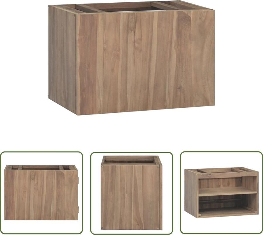 The Living Store Badkamerwandkast Massief teakhout 60 x 39 x 40 cm Wandgemonteerd Badkamerkast Teak Wandmontage Opbergkast Badkamermeubel - Foto 2
