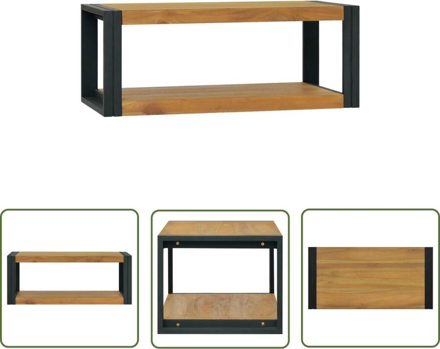 The Living Store Badkaast teakhout 90 x 45 x 35 cm opbergruimte natuurlijke afwerking Badkamerkast Teak Kast Badkamerspiegel Opslagoplossing Hangend Toiletkast - Foto 2