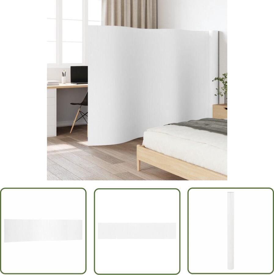The Living Store Bamboe Kamerscherm 800 x 165 cm Wit Duurzaam en Multifunctioneel