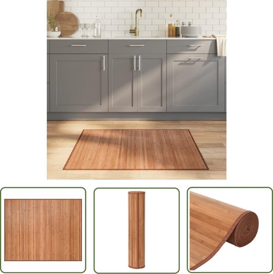 The Living Store Bamboe Tapijt 80x100cm Duurzaam en Anti-Slip Natuurlijke Uitstraling Bamboetapijt Vloertapijt Woonaccessoire Kamerdecoratie Natuurlijk Tapijt - Foto 2