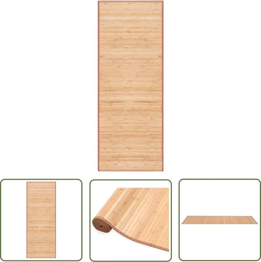 The Living Store Bamboe Tapijt 80x200 cm Anti-slip onderkant Bamboe Tapijt Vloerkleden Kamerdecoratie Bruine Tapijt Anti Slip Tapijt