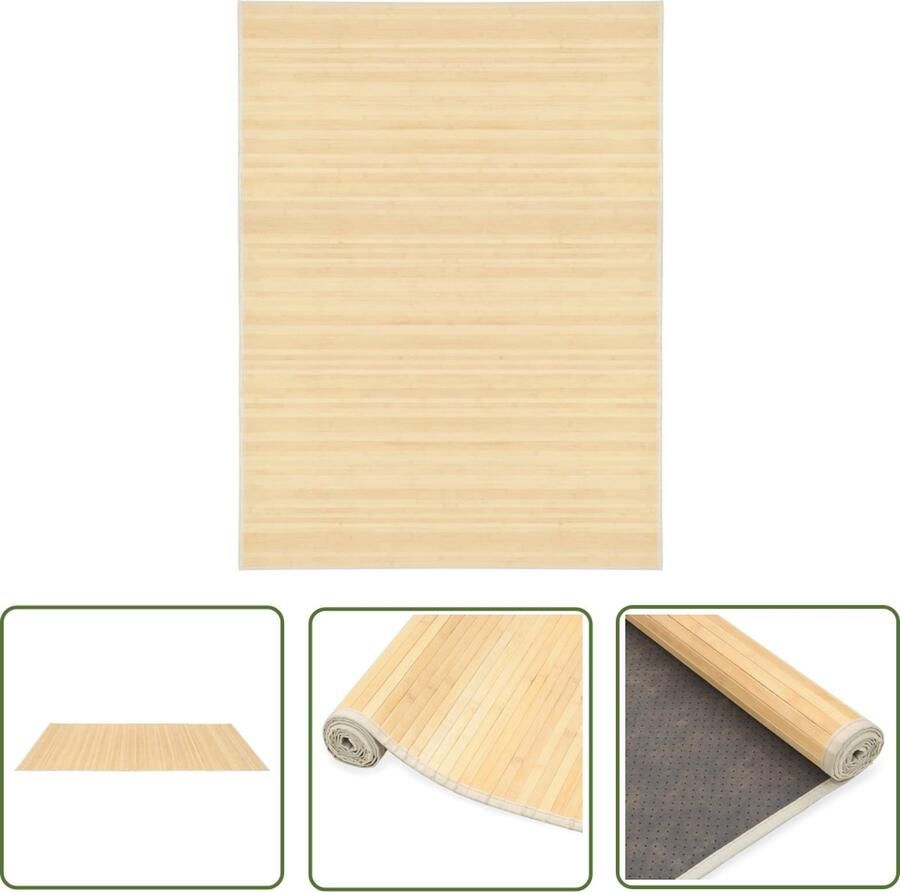The Living Store Bamboe Tapijt Naturel 150 x 200 cm Anti-slip onderkant