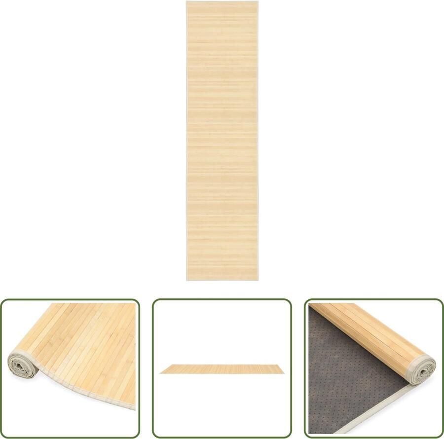 The Living Store Bamboe Tapijt Naturel 80 x 300 cm Met anti-slip onderkant Bamboe Tapijt Natuurtapijt Vloerkleed Living Room Decor Slaapkamer Accessoires