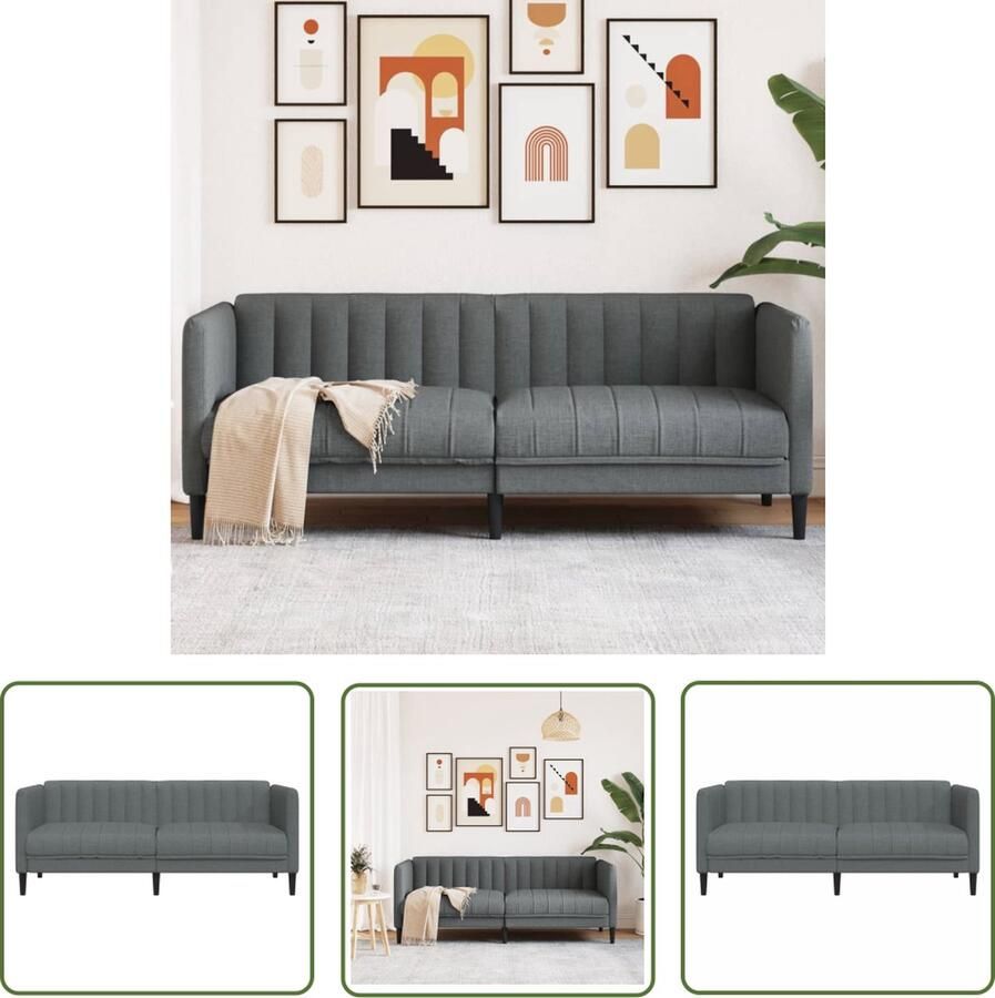 The Living Store Bank 2-zitsbank Donkergrijs Stof 176x76.5x74.5 cm Duurzaam en Comfortabel Tweezitsbank Donkere Meubels Banks Kopen Woonkamerinrichting Stoffen Bank - Foto 4