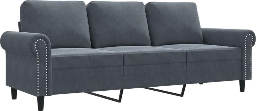 The Living Store Bank Fluwelen 3-Zitsbank 212 x 77 x 80cm Donkergrijs Comfortabele Zitervaring 3-zitsbank Donkere Bank Velvet Bank Banks Kopen Lounge Meubilair - Foto 2